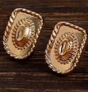 Gold Cowboy Hat Earrings