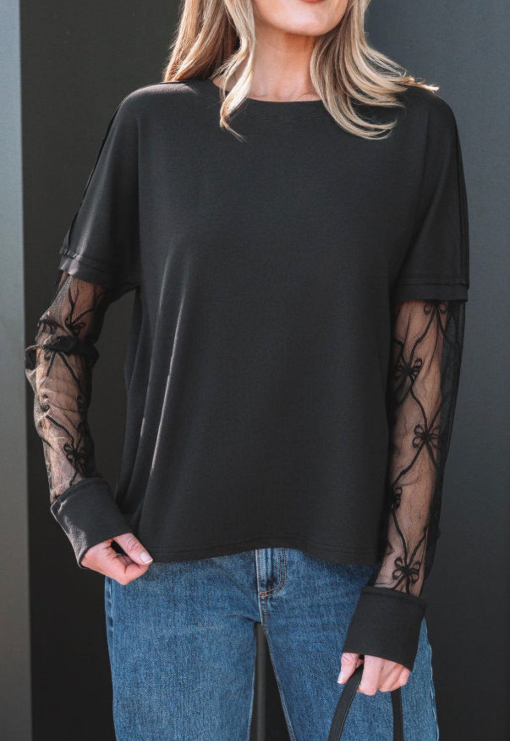 Black Bow Patchwork Long Sleeve