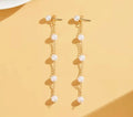 Gold Pearl Dangle Drop Earrings