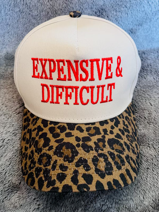 Red EXPENSIVE & DIFFICULT Leopard Brim Cap