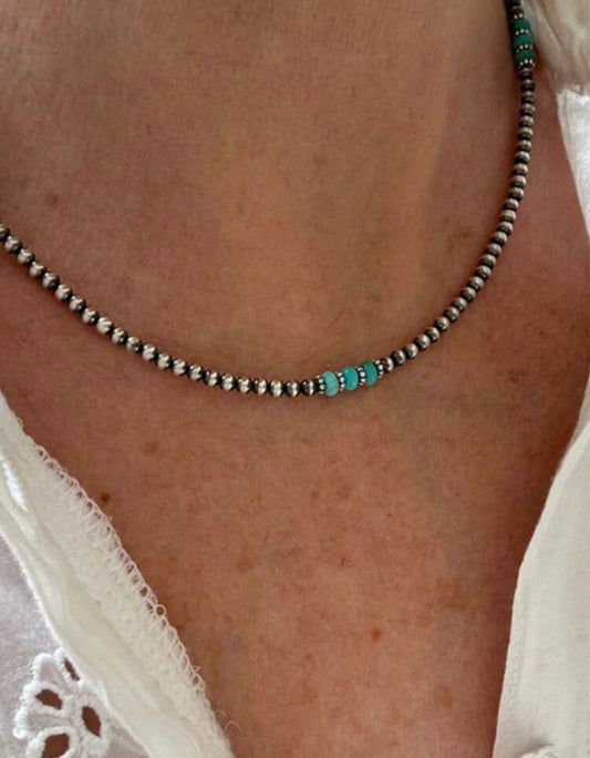 Turquoise Beaded Boho Retro Necklace