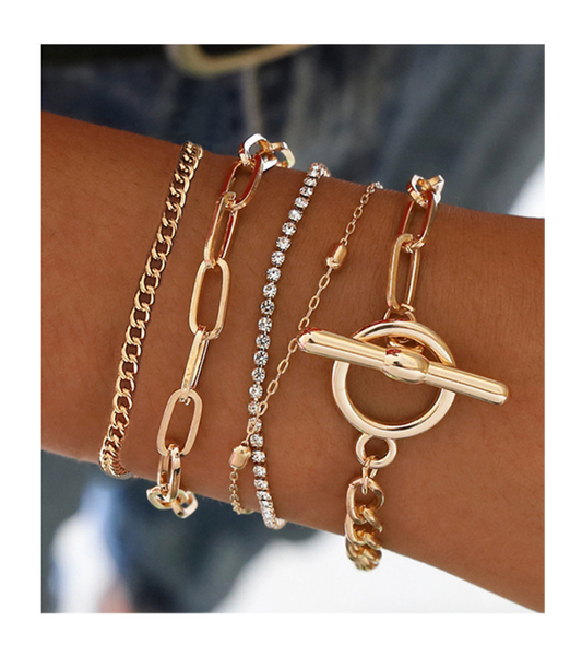 Gold Multi Layered Bracelet Set