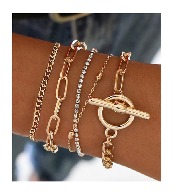 Gold Multi Layered Bracelet Set