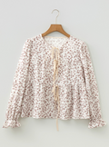 White Bowtie Floral Blouse