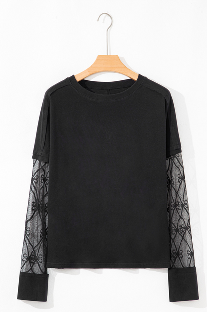 Black Bow Patchwork Long Sleeve