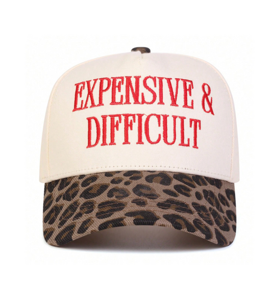 Red EXPENSIVE & DIFFICULT Leopard Brim Cap