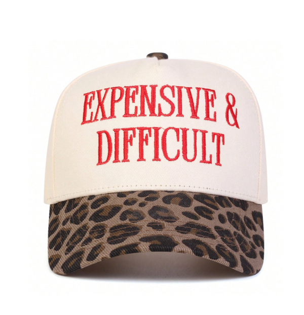 Red EXPENSIVE & DIFFICULT Leopard Brim Cap