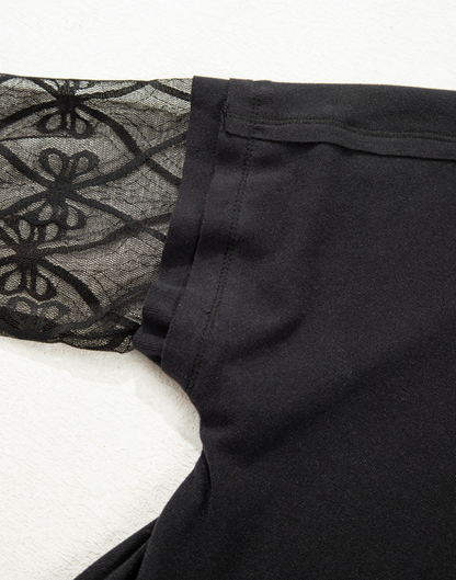 Black Bow Patchwork Long Sleeve